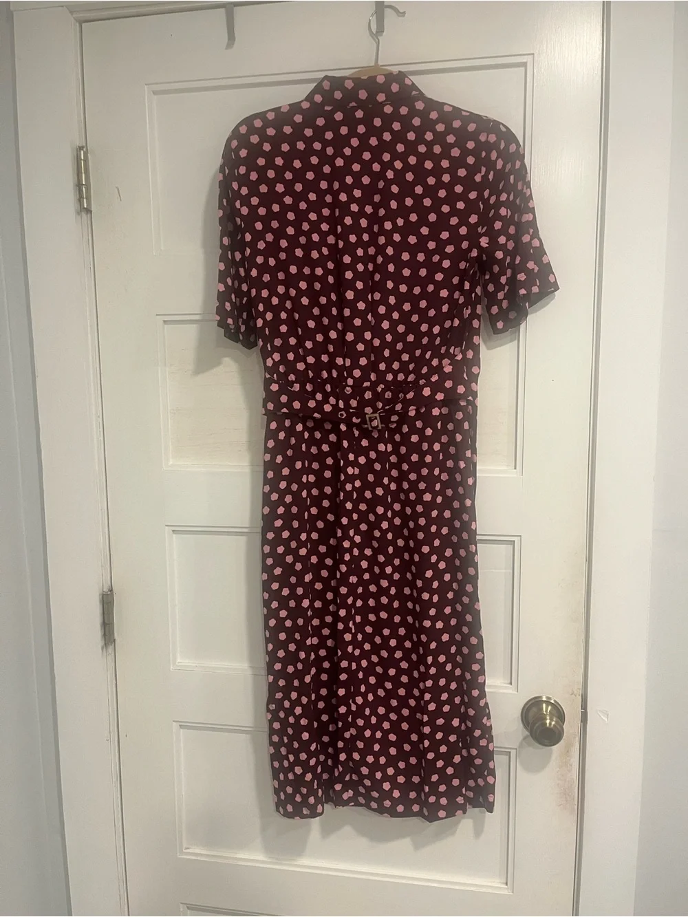 kate spade Burgundy and White Cloud Dot Midi Shirtdress